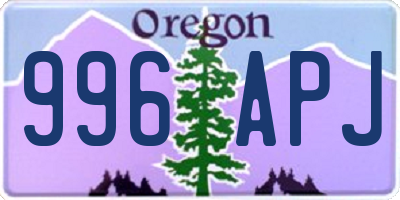 OR license plate 996APJ