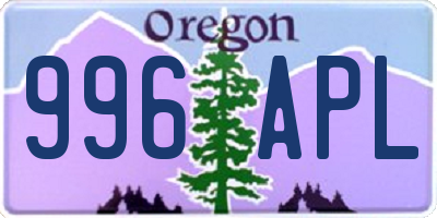 OR license plate 996APL
