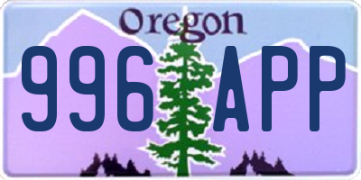 OR license plate 996APP