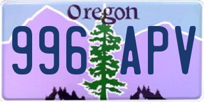 OR license plate 996APV