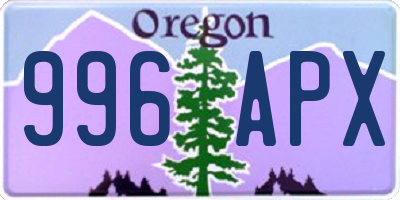 OR license plate 996APX