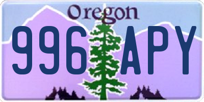 OR license plate 996APY