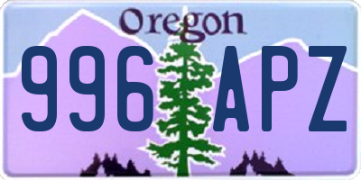 OR license plate 996APZ