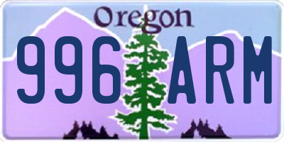 OR license plate 996ARM