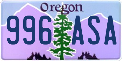 OR license plate 996ASA