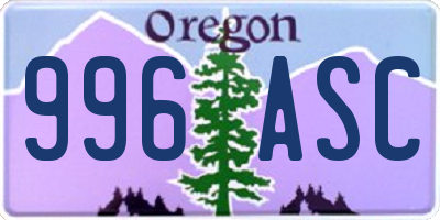 OR license plate 996ASC