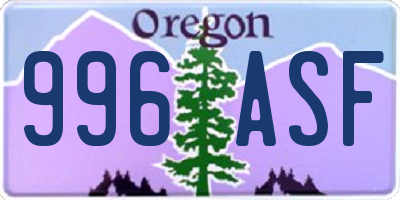 OR license plate 996ASF