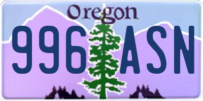OR license plate 996ASN