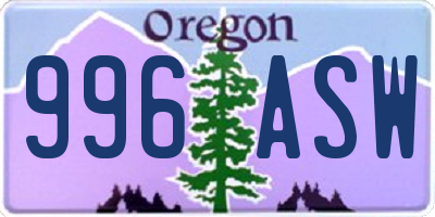 OR license plate 996ASW