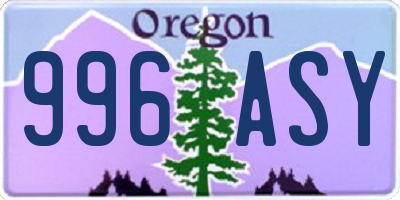 OR license plate 996ASY