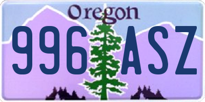 OR license plate 996ASZ