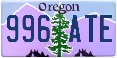 OR license plate 996ATE