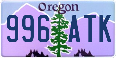 OR license plate 996ATK