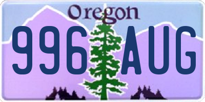 OR license plate 996AUG