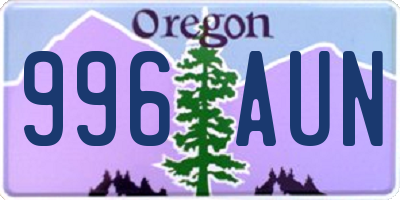 OR license plate 996AUN