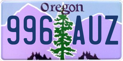 OR license plate 996AUZ