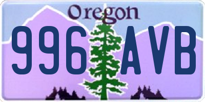 OR license plate 996AVB