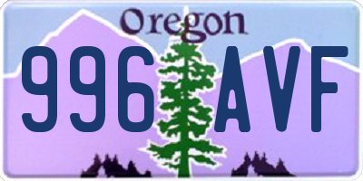 OR license plate 996AVF