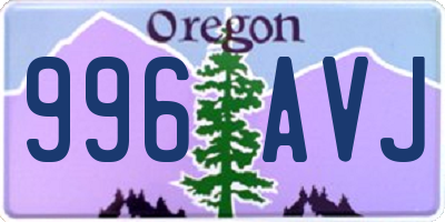 OR license plate 996AVJ
