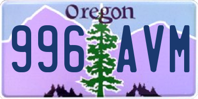 OR license plate 996AVM