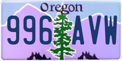 OR license plate 996AVW
