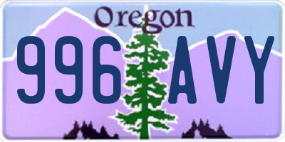OR license plate 996AVY