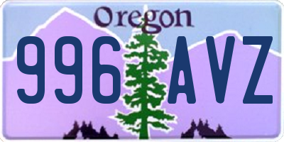 OR license plate 996AVZ