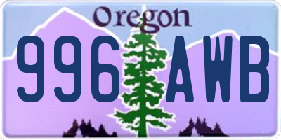 OR license plate 996AWB