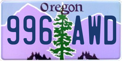 OR license plate 996AWD