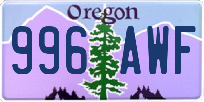 OR license plate 996AWF