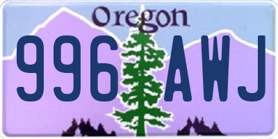 OR license plate 996AWJ