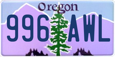 OR license plate 996AWL