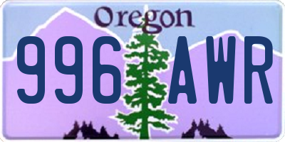 OR license plate 996AWR
