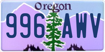 OR license plate 996AWV