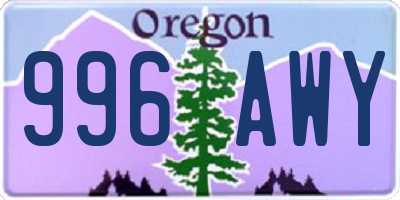 OR license plate 996AWY