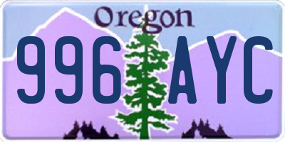 OR license plate 996AYC