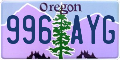 OR license plate 996AYG
