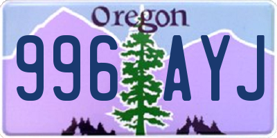 OR license plate 996AYJ