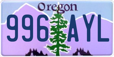 OR license plate 996AYL