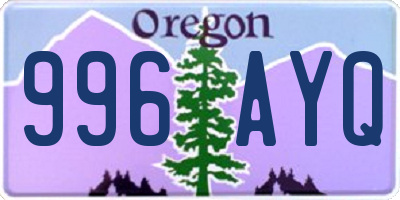OR license plate 996AYQ