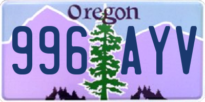 OR license plate 996AYV