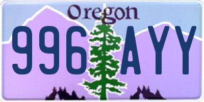 OR license plate 996AYY