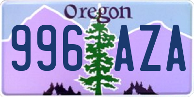 OR license plate 996AZA