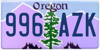 OR license plate 996AZK