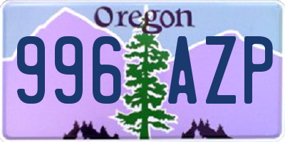 OR license plate 996AZP