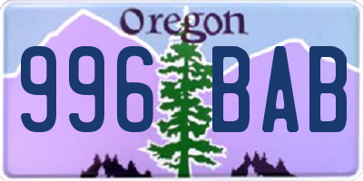 OR license plate 996BAB