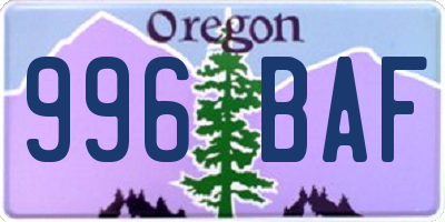 OR license plate 996BAF