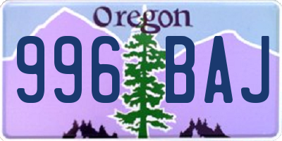 OR license plate 996BAJ