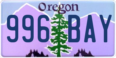 OR license plate 996BAY