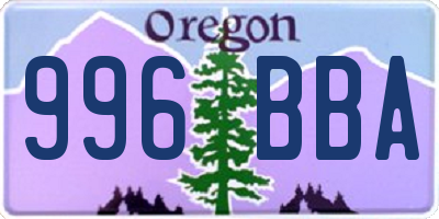OR license plate 996BBA